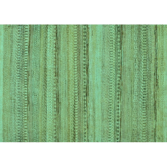 Ahgly Company Machine Washable Indoor Rectangle Abstract Turquoise Blue Modern Area Rugs, 5' x 7'