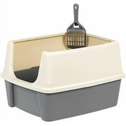 Large Cat Litter Box with High Sides, Open Top for Easy Access, Includes Scoop with Storage, 19
