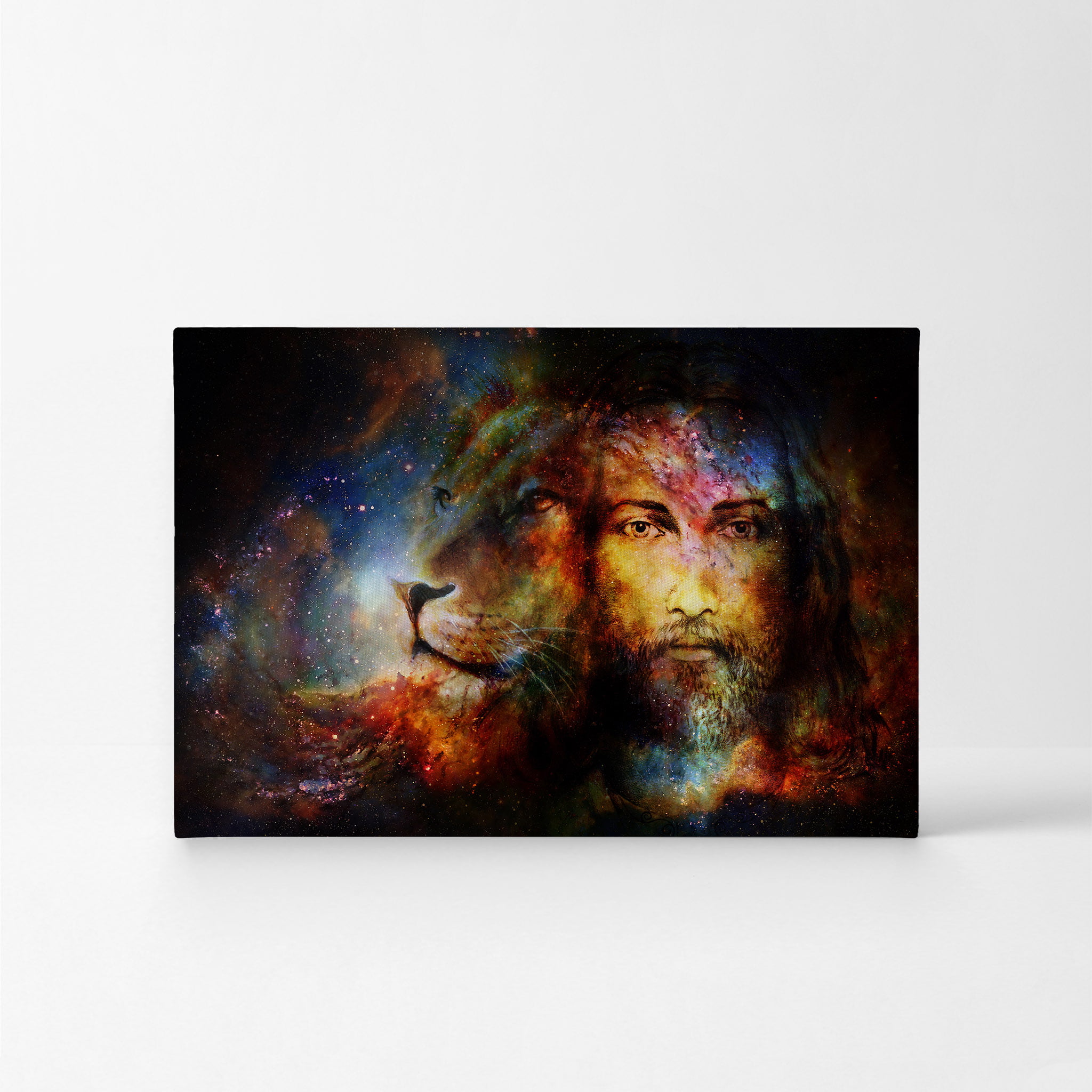 Smile Art Design Jesus and The Lion Canvas Print Colorful Painting Lord God  Bible Jesus Christ Pray Cross Religious Living Room Bedroom Christian Gift  30x40