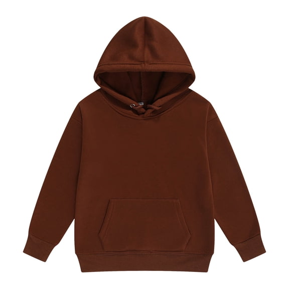 Hudaneo Girls Oversized Relaxed Fit Hoodie Long Sleeve Pullover Sweatshirt with Kangaroo Pocket School Lounge Style, Coffee 3-4 Years