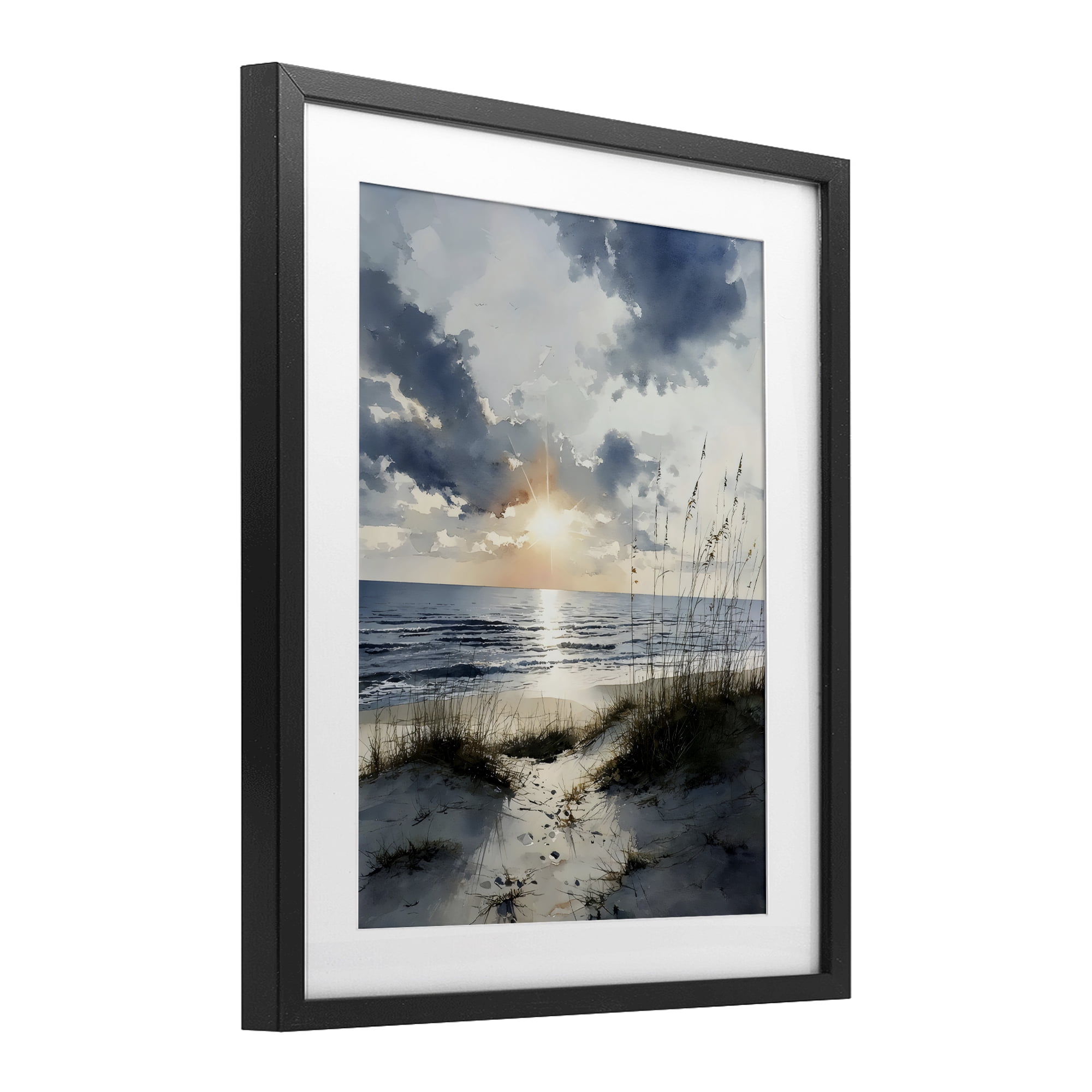 Stupell Industries Ocean Sunrise over Sandy Dunes Black Framed Print Under Glass, design by Franklyn Gregory