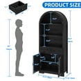 thumbnail image 6 of Dextrus 71 " Tall Bookshelf with Storage, Wooden Arched Bookcase with 2 Drawers and Shelves for Living Room, Black, 6 of 8