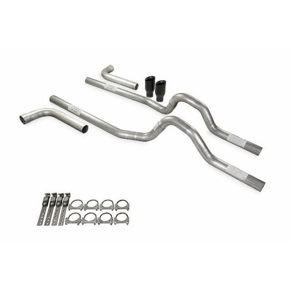 Dual Exhaust Kit 3" No Muffler Side Exit BDW Tips Fits 81-87 GM C/K 20 3/4 Ton