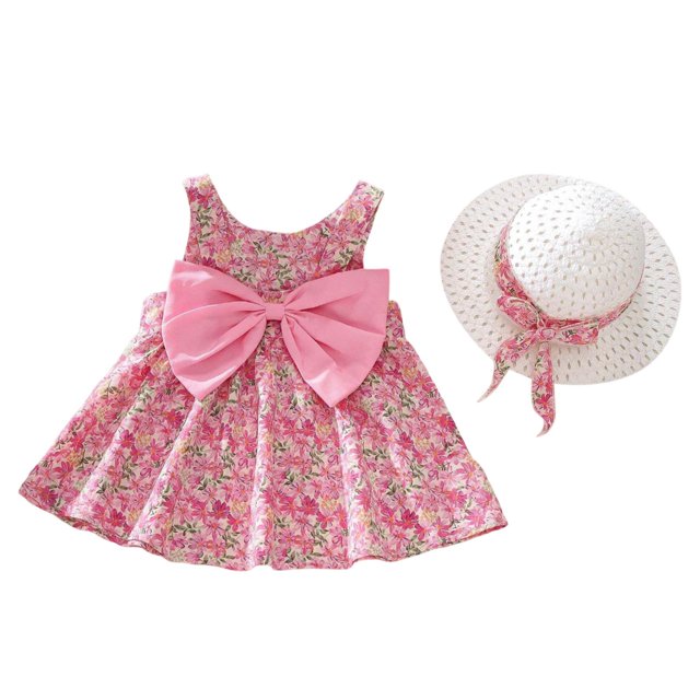 MEZZALL Robe Sans Manches à Fleurs pour Filles Tout-Petits avec Détail Nœud Robe de Princesse d'Été pour Fête 100/9 Classique pour Enfants