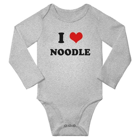 

I Heart Noodle Love Food Cute Baby Long Bodysuit Jumpsuits (Gray 3-6 Months)