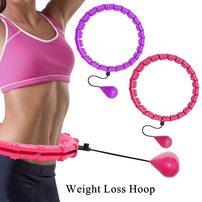 Exercise Hoola Ring with Jump Rope Weighted Hoola Loop Adjustable Weight & Size Plastic Hoop Detachable Exercise Hoop Fitness Sports Workout Hoop 