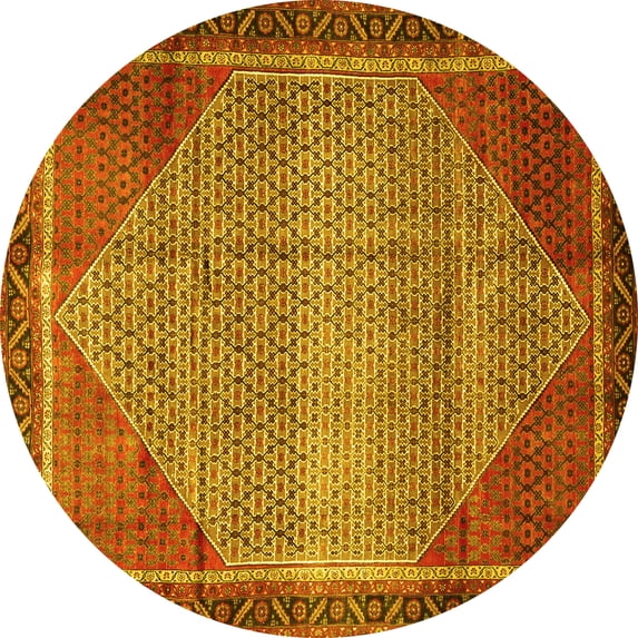 Ahgly Company Indoor Round Persian Yellow Traditional Area Rugs, 7' Round