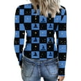 thumbnail image 4 of Womens Rib Knit Long Sleeve Stretch T-Shirt Halloween Print V Neck Ribbed Fitted Jumper Tops, 4 of 5