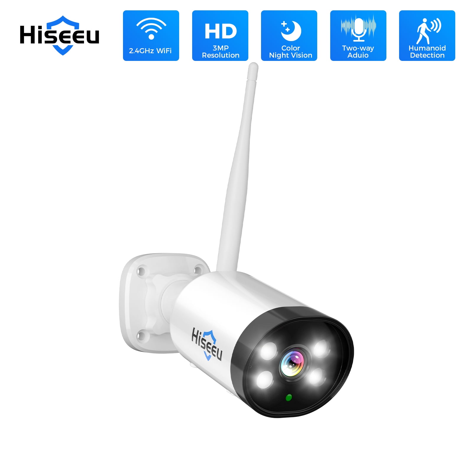 Hiseeu 3MP Wireless Security Camera WiFi with Two-Way Audio,Motion Detect,Remote View,IP66 Waterproof,Color Night Vision,Outdoor Security Camera for Home Security