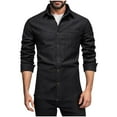 thumbnail image 3 of Txeol Men's Denim Button Down Shirts Lapel Collar Long Sleeve Blouses with Pocket,Black,M, 3 of 7