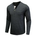 thumbnail image 4 of IROINNID Discount Long Sleeve Shirts for Men Leisure Beefy Muscle Basic Solid Pure Color Blouse Tee Shirt Top,Dark Gray, 4 of 5