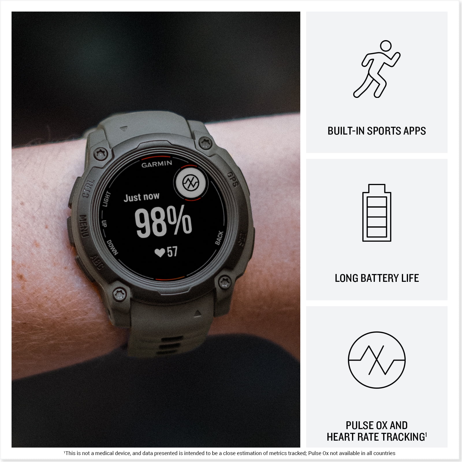 Garmin Instinct E 40mm, Outdoor GPS Smartwatch Electric Lime/Twilight 010-02932-01 Health, Fitness and Tactical Smart Watch Bundle