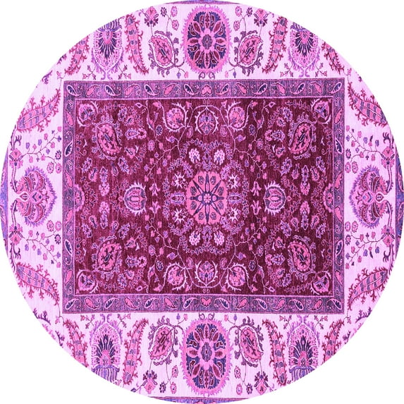 Ahgly Company Indoor Round Abstract Purple Modern Area Rugs, 5' Round