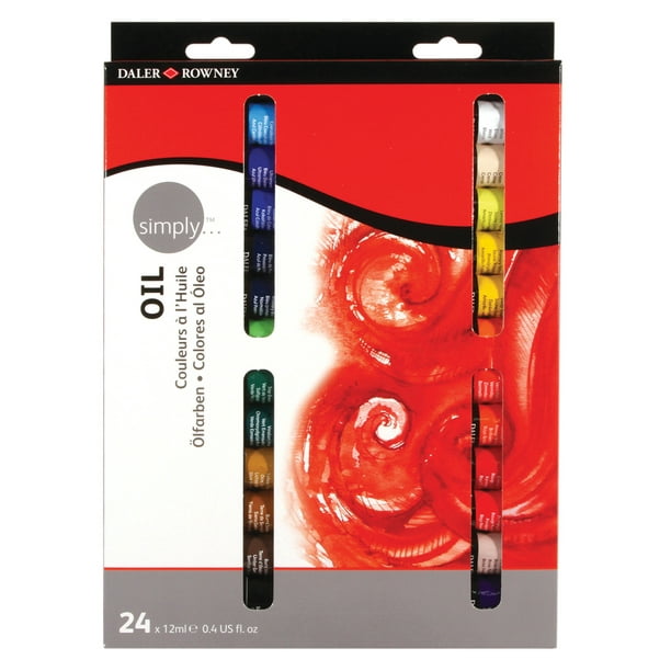 DalerRowney Simply Artist Oil Paint Set, 12 ml / 0.4 fl. Oz., 24 Piece