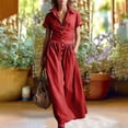 thumbnail image 5 of Karymi Solid Shirt Maxi Dress, Button Down Collared Short Sleeve A-Line Long Dress with Pockets, Casual Flowy Summer Dress Wedding Guest Dresses for Women, 5 of 6