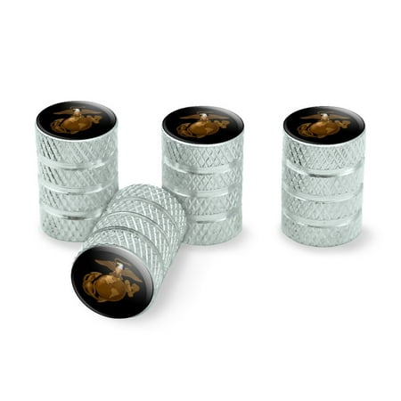 Golden Eagles Gear Marine Corps USMC Golden Logo on Black Eagle Globe Anchor Officially Licensed Tire Rim Wheel Aluminum Valve Stem Caps - Aluminum ()