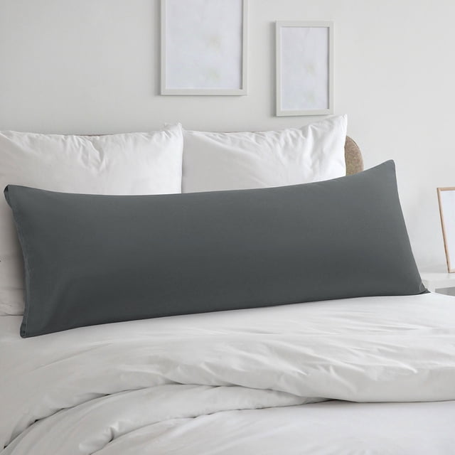 Funda de almohada corporal PiccoCasa de microfibra cepillada, gris, tamaño queen