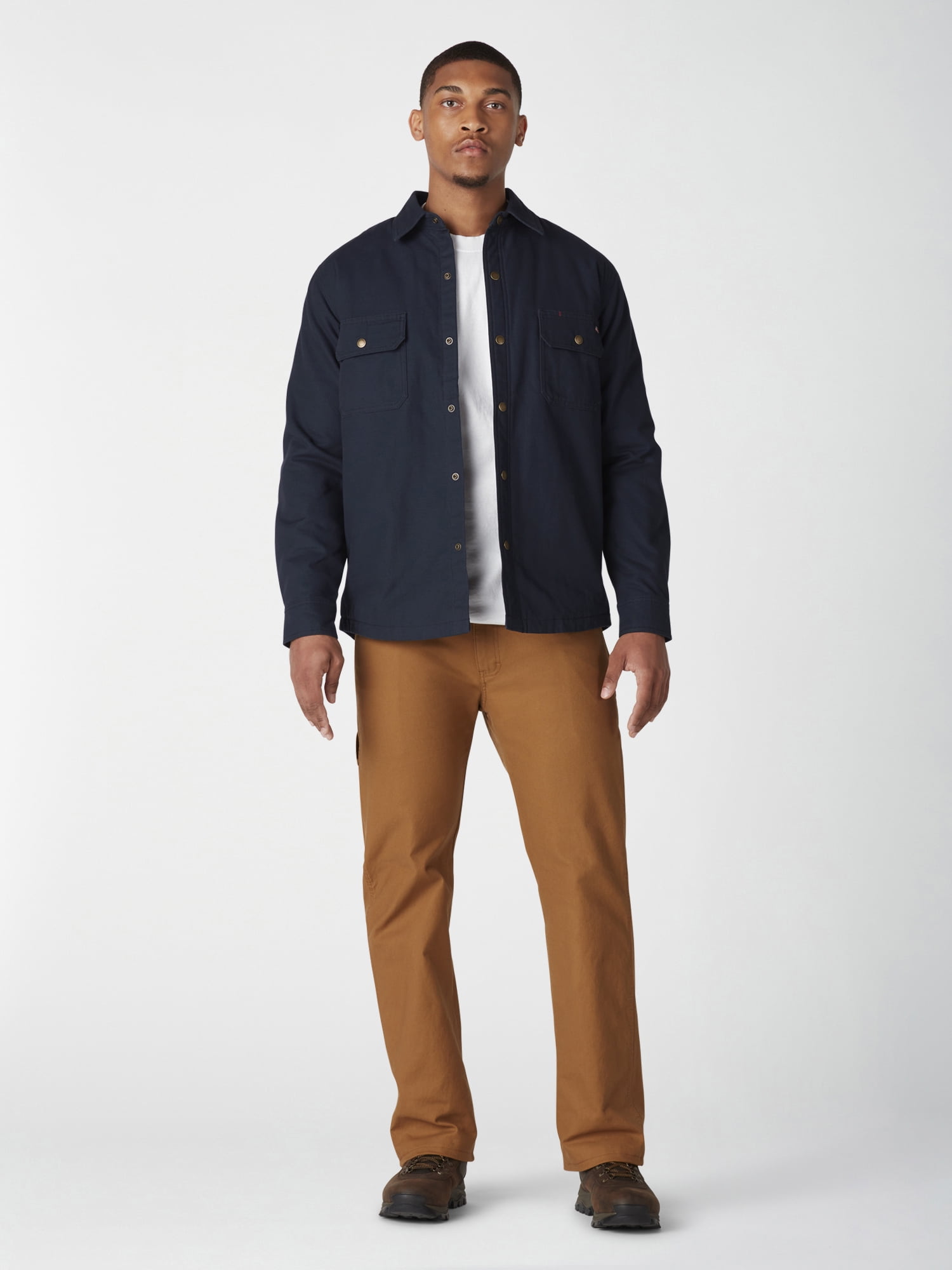 Genuine Dickies Men's Flannel Lined Midweight Canvas Outerwear Shirt Jacket  - Walmart.com