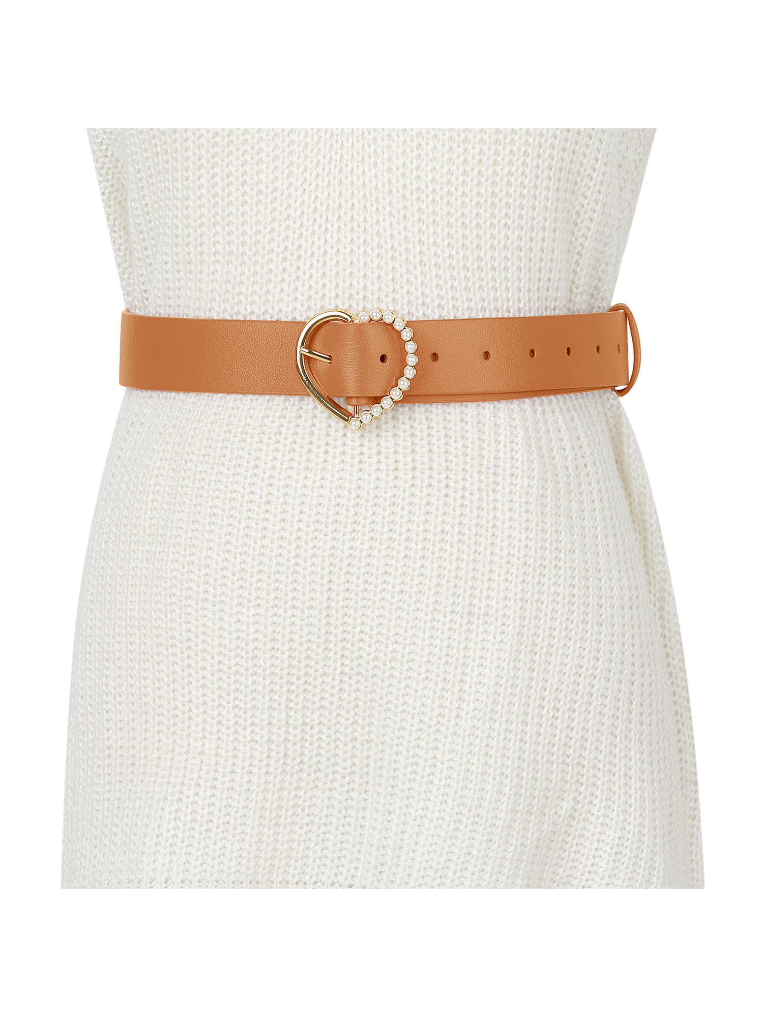 5788 Stylish Women\'s Belt Heart-shaped Buckle With Beads Belts Encrusted SATINIOR 2 Pieces Heart Belt for Women Heart Buckle Belt  main image 2