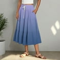 thumbnail image 6 of Dianli Skirt Skorts Women's Printed A Line Long Skirt Elastic Waist Drawstring Pocketed Gradient Print Large Swing Lightweight Breathable Cotton Linen Pull On Skirt, 6 of 8