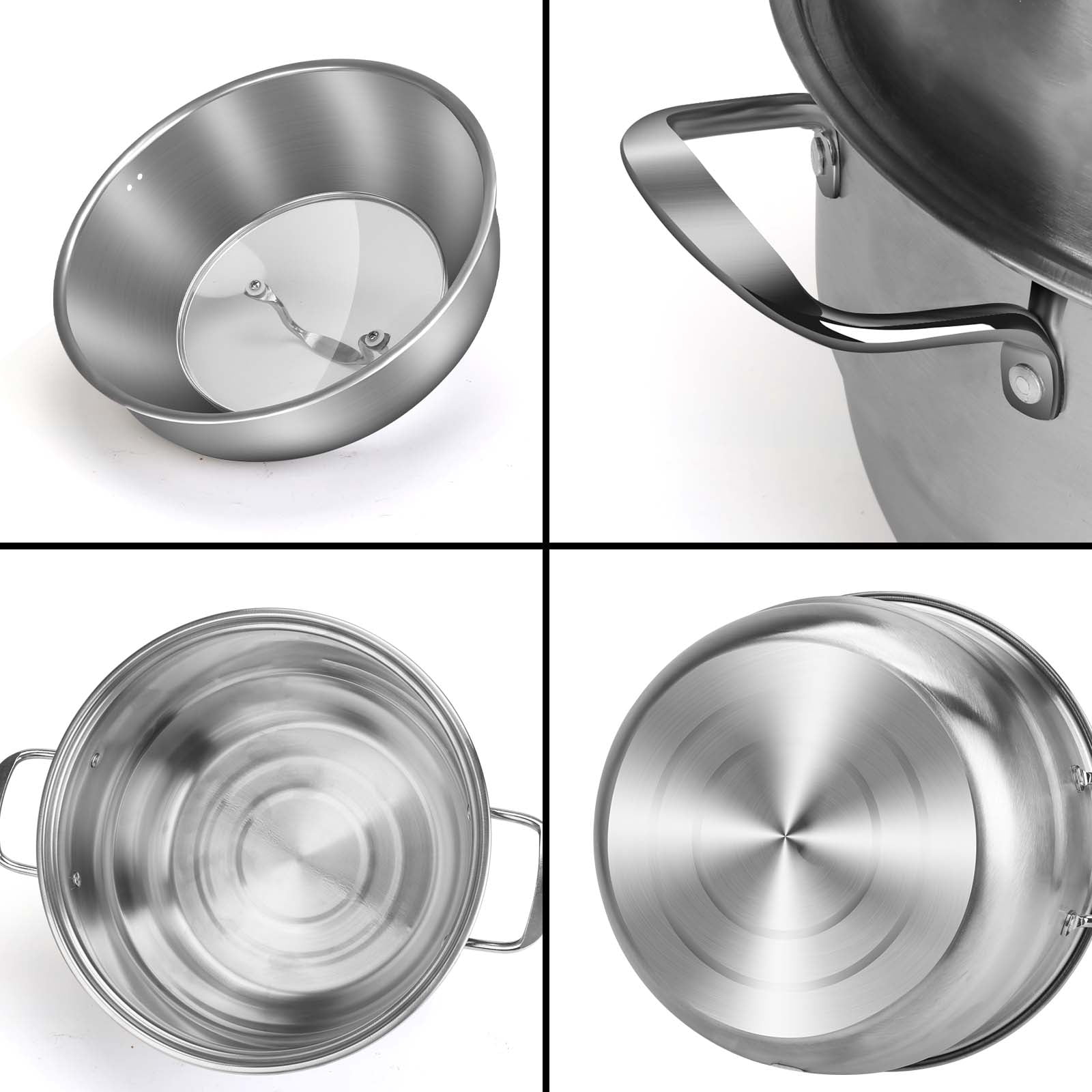 SSAWcasa Steamer Pot for Cooking 11 inch, 2 Tier Multipurpose Steaming Pot with Lid - Vegetable, Dumpling, Stock, Sauce (6Qt)