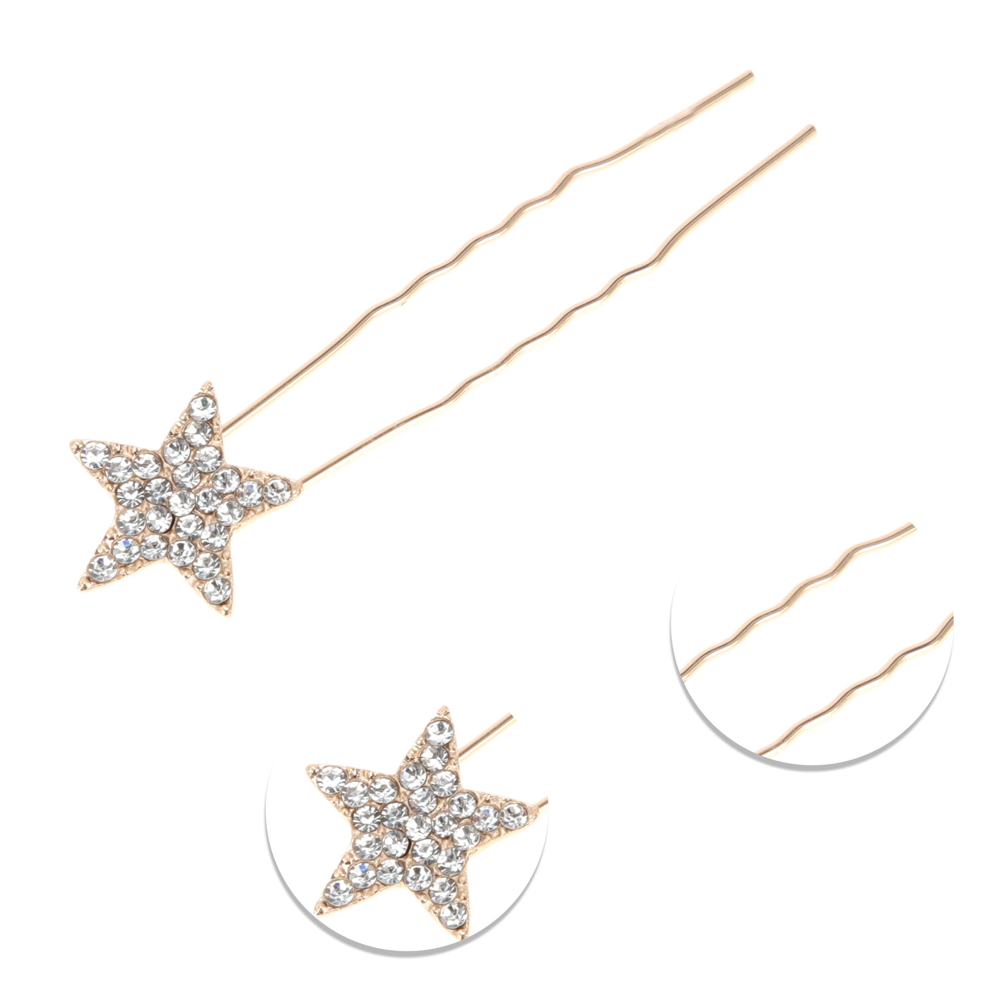 Unique Bargains Fashion Pentacle Hair Pins for Home 1 Pc Gold Tone