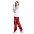 thumbnail image 5 of BULLPIANO Matching Family Pajamas Sets Christmas PJ's Letter Print Top and Plaid Pants Sleepwear, 5 of 10
