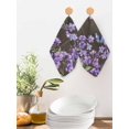 thumbnail image 2 of Purple Flowers Kitchen Dish Towels for Drying Dishes Set of 2, Butterfly Spring Floral Wooden Farmhouse Waffle Weave Microfiber Hand Tea Bathroom Towels Quick Dry & Absorbent Towel 12x12, 2 of 7