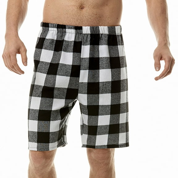 cllios Men's Cotton Flannel Pajama Shorts Classic Plaid Sleepwear Shorts Lightweight Soft Loungewear Comfortable Pajamas with Pockets