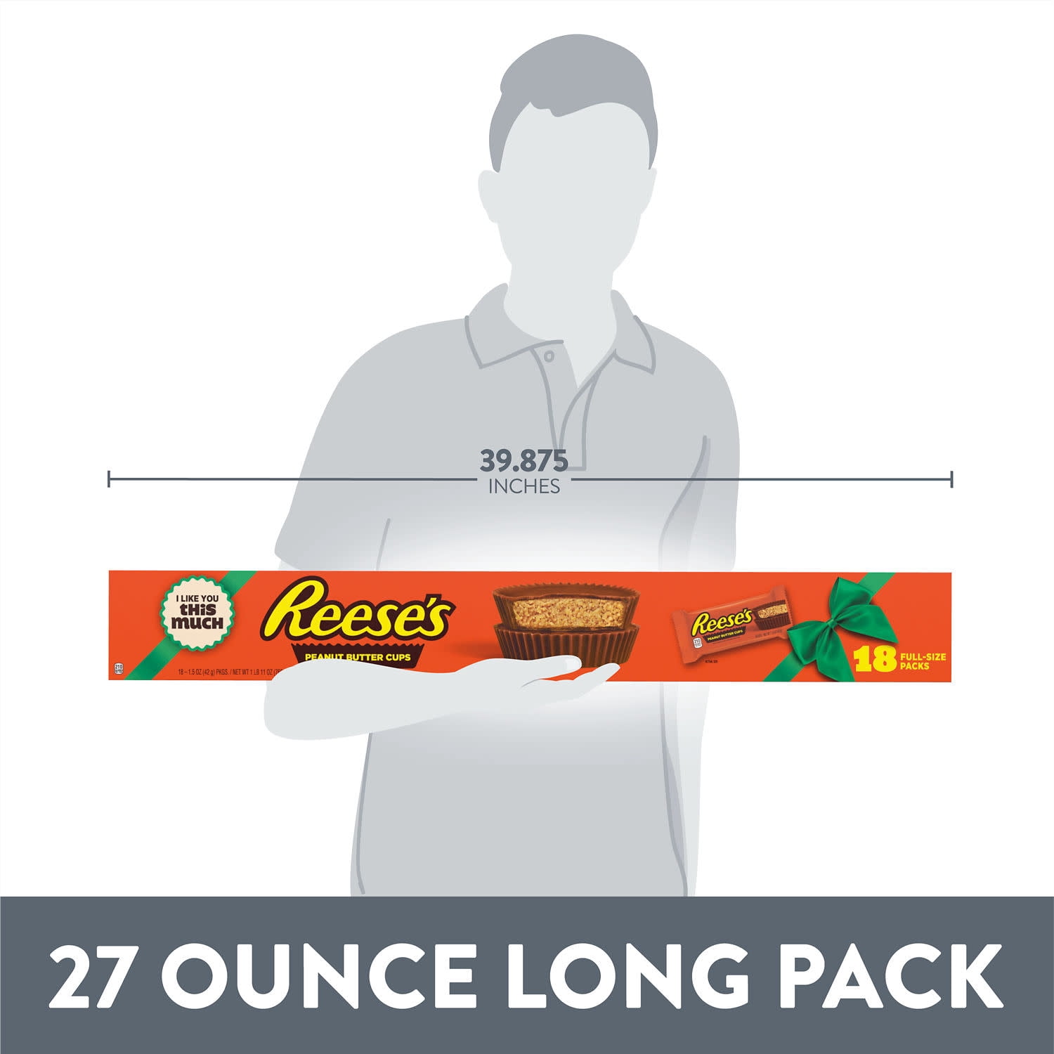 (2 pack) REESE'S Milk Chocolate Peanut Butter Cups, Christmas Candy Packs, 1.5 oz (18 Count)