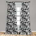 thumbnail image 5 of Charcoal Window Curtains, Greyscale Geometric Pattern with Striped Hexagons Grid Illustration, Lightweight Decorative Panels Set of 2 with Rod Pocket, 56" x 84", Grey Charcoal, by Ambesonne, 5 of 5