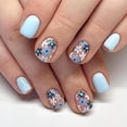 thumbnail image 1 of Press on Nails Blruyci, diseño de flores cuadradas cortas, 24 unidades, 1 of 7