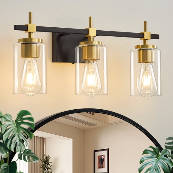 Deyidn 3-Light Black Gold Modern Vanity Light, 20-inch Luxury Mirror Lamp for Bathrooms and Bedroom