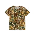 thumbnail image 5 of Girls Cute Summer Tops Size 7 Casual Short Sleeve Crew Neck Girls Tops Funny Daisy Floral Graphic T-Shirts Girls Fashion Tee Tops Saffron 11-12 Years, 5 of 6