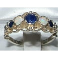 thumbnail image 2 of LBG 925 Sterling Silver Natural Sapphire and Opal Womens Band Ring - Size 5, 2 of 4