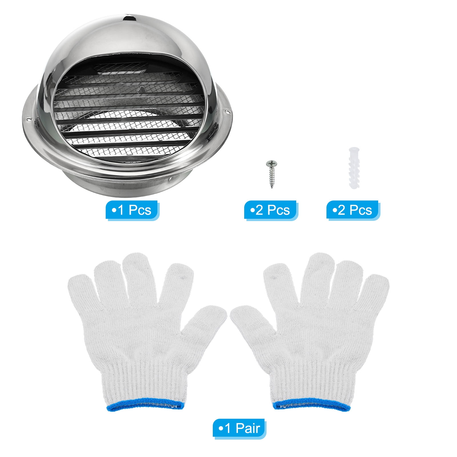 Uxcell 5" Round Soffit Air Vents, Stainless Steel Louver Grille Vent Cover Mesh Grill Hood for Kitchen Bathroom