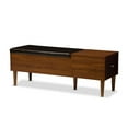 thumbnail image 2 of Baxton Studio Merrick Mid-century 1-drawer 2-tone Oak and Dark Brown Wood Entryway Storage Cushioned Bench Shoe Rack, 2 of 8