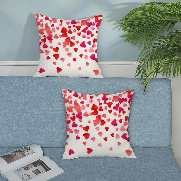 Valentine's Pillow Covers Set Of 2 – 12x20 Inch Red Love Heart Throw Pillow Cases, Hidden Zipper, For Sofa & Bed