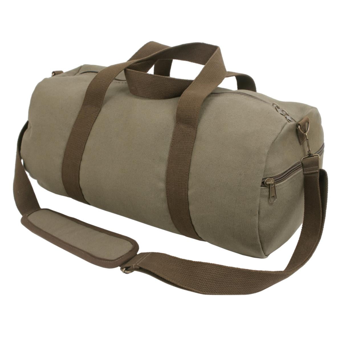 Rothco Two-Tone Canvas Shoulder Duffle Bag, Vintage Olive with Brown Straps by Rothco