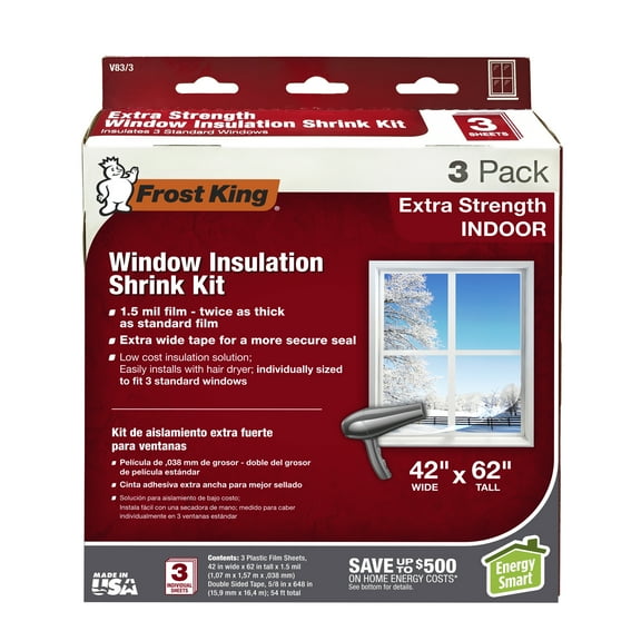 Frost King® V83/3 Heavy Duty Plastic Film Shrink Window Kit (3 Pack), 42" x 62"