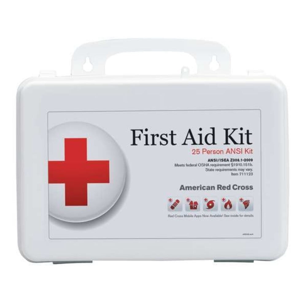 First Aid Kit and Housing, Plastic 107 Components, 25 People Served 711123