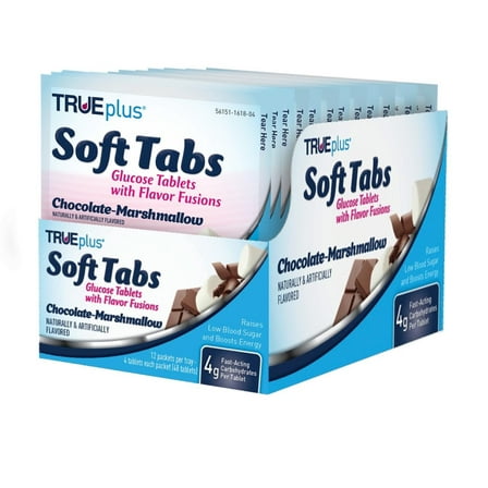 TRUEplus® Soft Tabs Glucose Tablets – 12 Packs (Chocolate Marshmallow)