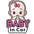 thumbnail image 1 of Paquete de 2 pegatinas para bebé en el coche para niñas, pegatina para coche de bebé, tablón de anuncios extraíble, bonita pegatina para ventana de bebé, pegatinas a bordo (estilo niña)., 1 of 5
