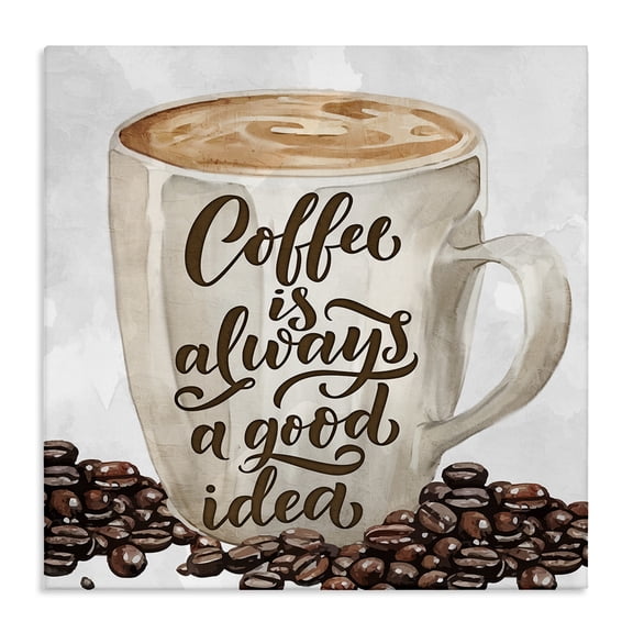 Stupell Industries Coffee Phrase Classic Mug Food & Beverage Painting Wrapped Canvas Canvas Art Print Wall Art, 17 x 17