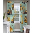 thumbnail image 4 of Construction Truck Sheer Curtains 84 Inch Length 2 Panels Set for Living Room/Bedroom, Cartoon Grips and Bulldozers Green Kitchen Curtains Grommet Semi-Sheer Curtains Window Treatments 52"x84"x2, 4 of 7