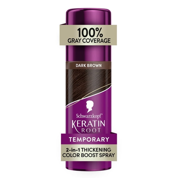 Schwarzkopf Keratin Color Root Temporary Hair Color Spray, Dark Brown, 2 Oz