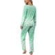 thumbnail image 4 of Puntoco Traje De Manga Larga + Pantalones Con Cuello En V Estampado Informal A La Moda Para Mujer Verde Menta S, 4 of 6