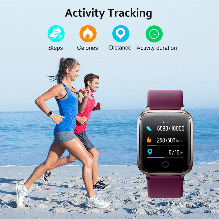 AGPTEK Smart Watch for Women, Smartwatch for Android and iOS Phones IP68  Waterproof Activity Tracker with Full Touch Color Screen Heart Rate Monitor