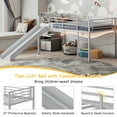 thumbnail image 5 of Gymax Twin Metal Loft Bed with Slide Guardrails Built-in Ladder Low Bed Frame Silver, 5 of 8