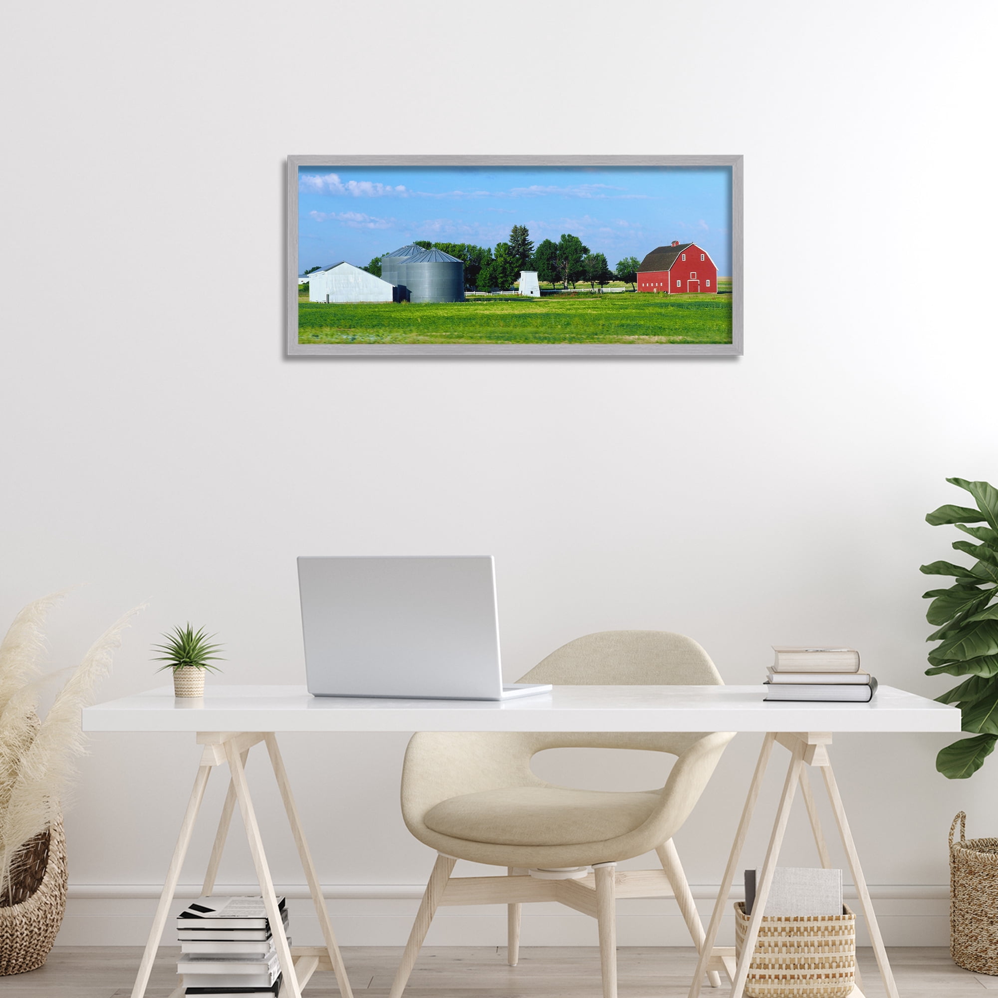 Stupell Industries Barn with Silo Gray Framed Giclee Art, design by Gail Peck